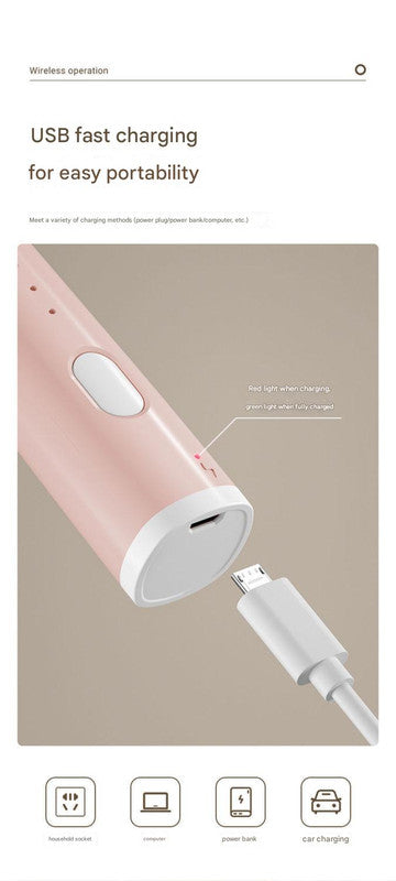 Pink Cordless Drink Mixer & Frother Wand Usb Powered (Spring Bubbler Head)