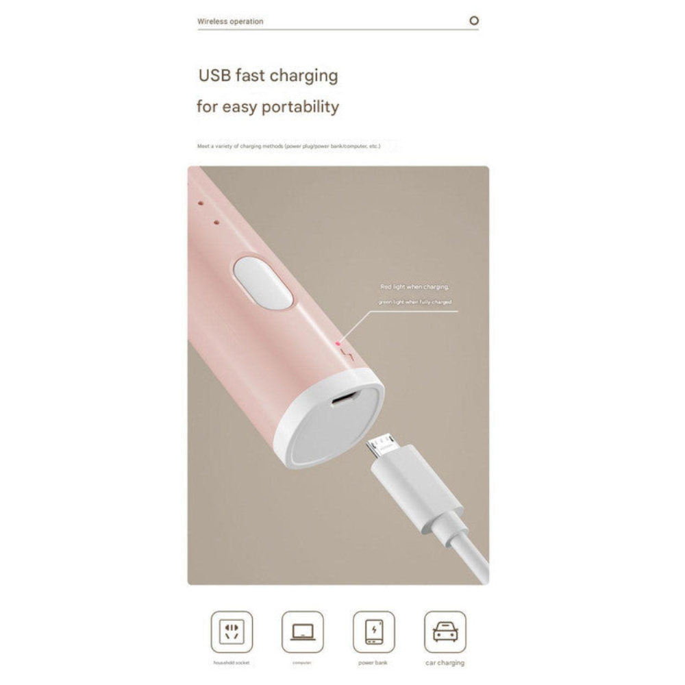 Pink Cordless Drink Mixer & Frother Wand Usb Powered (Spring Bubbler Head)