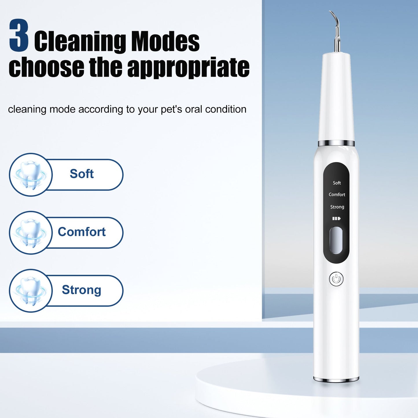 Black Professional Pet Dental Cleaning Kit Ultrasonic Scaler Tools & 3 Modes