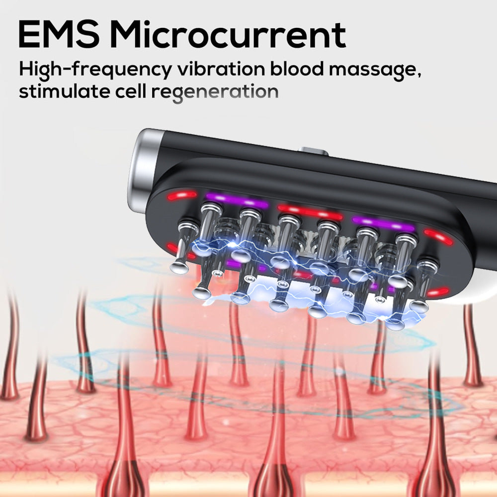 White Vibrating Scalp Massager Comb Led Therapy & Oil Infuser For Hair Growth