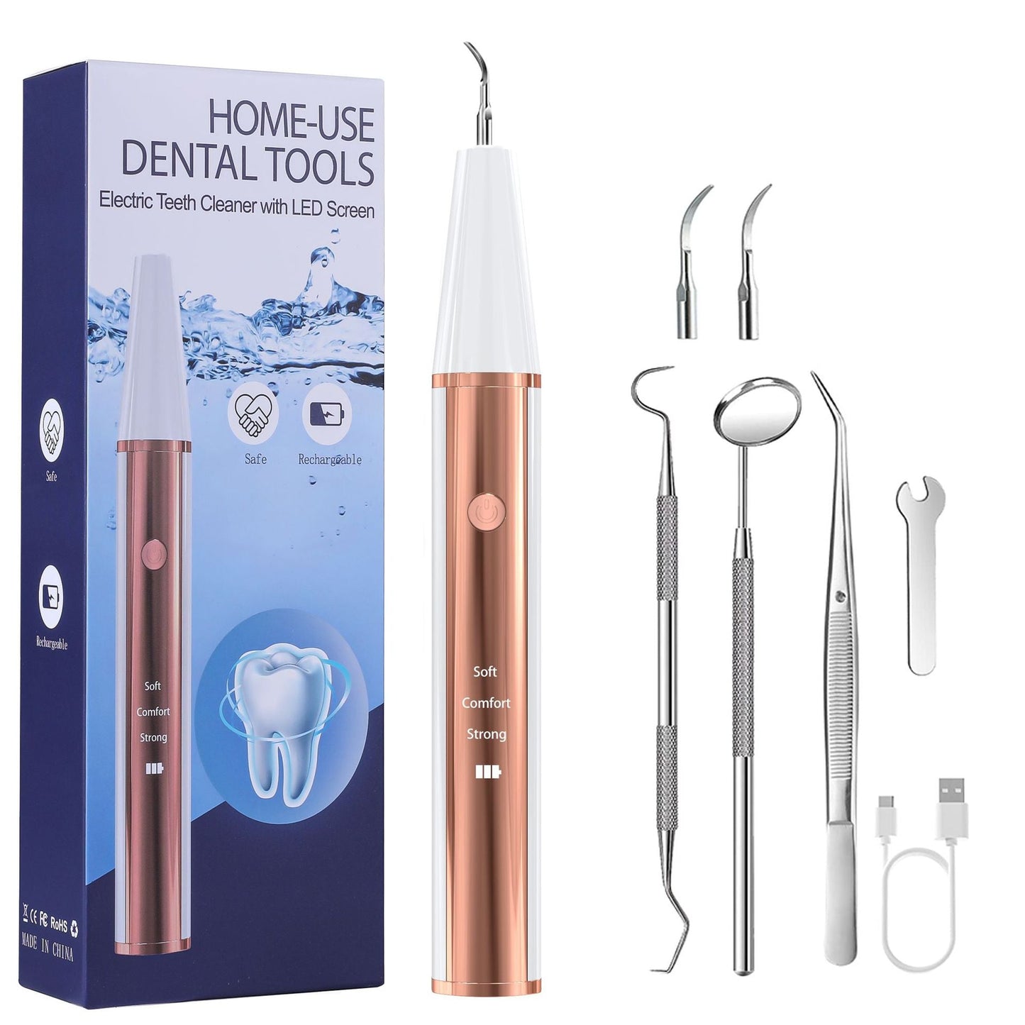 Ultrasonic Dental Scaler Kit Home Use Teeth Cleaner & Tartar Remover