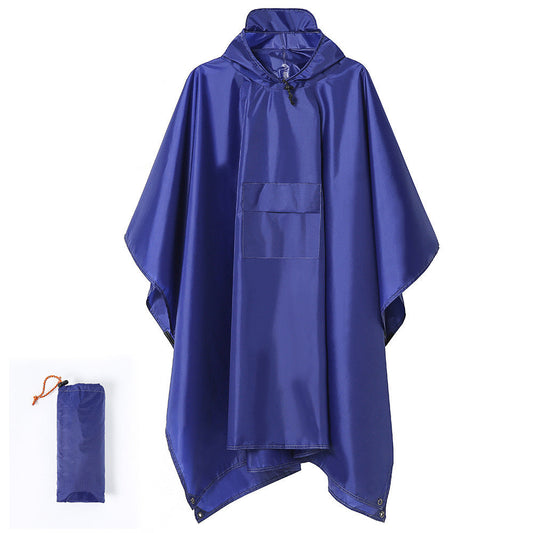 Blue Outdoor Camping Poncho - Can Be Used As Raincoat Tarp Ground Cover