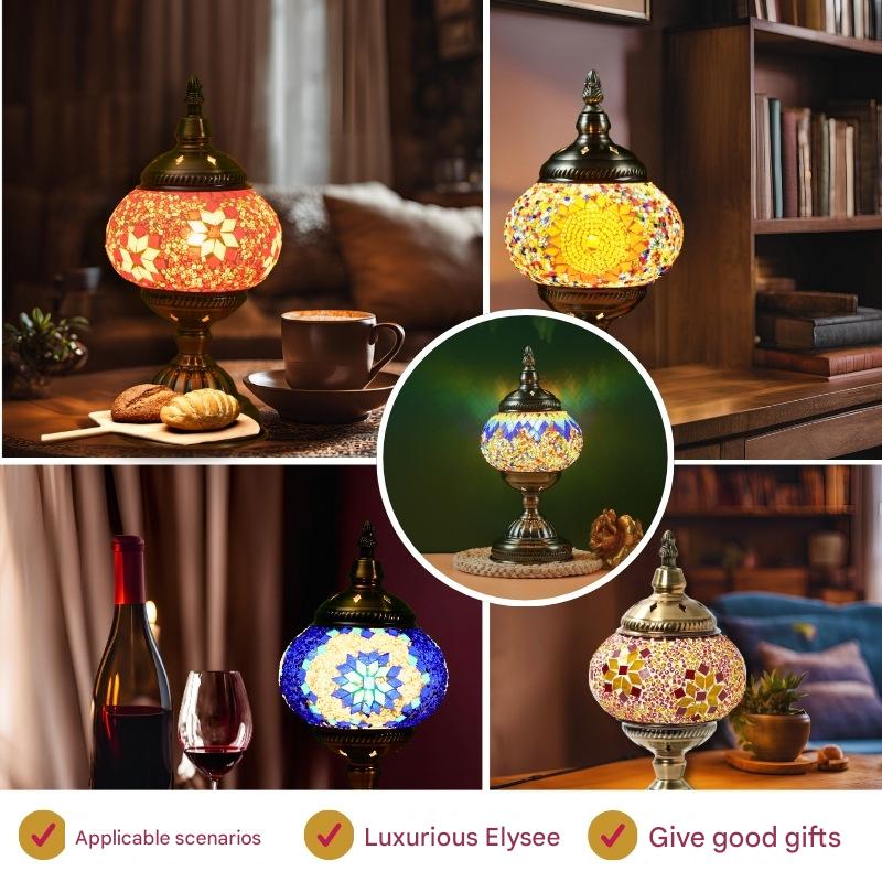 Sunflower Exotic Mosaic Table Lamp Handmade Turkish Moroccan Style 3 Color Led 5