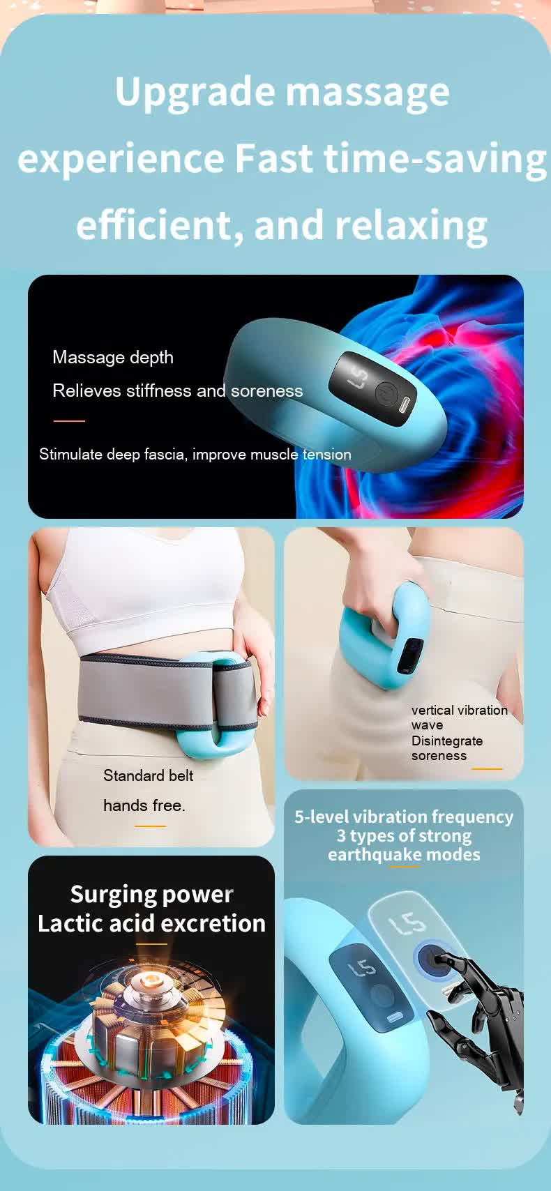 Electric Muscle Relaxation Ring Massager With Digital Display Blue