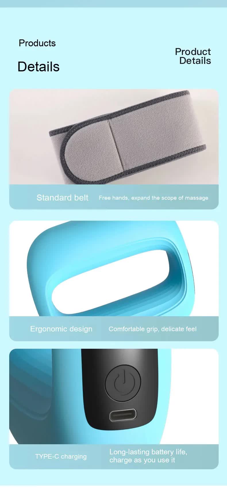 Electric Muscle Relaxation Ring Massager With Digital Display Blue
