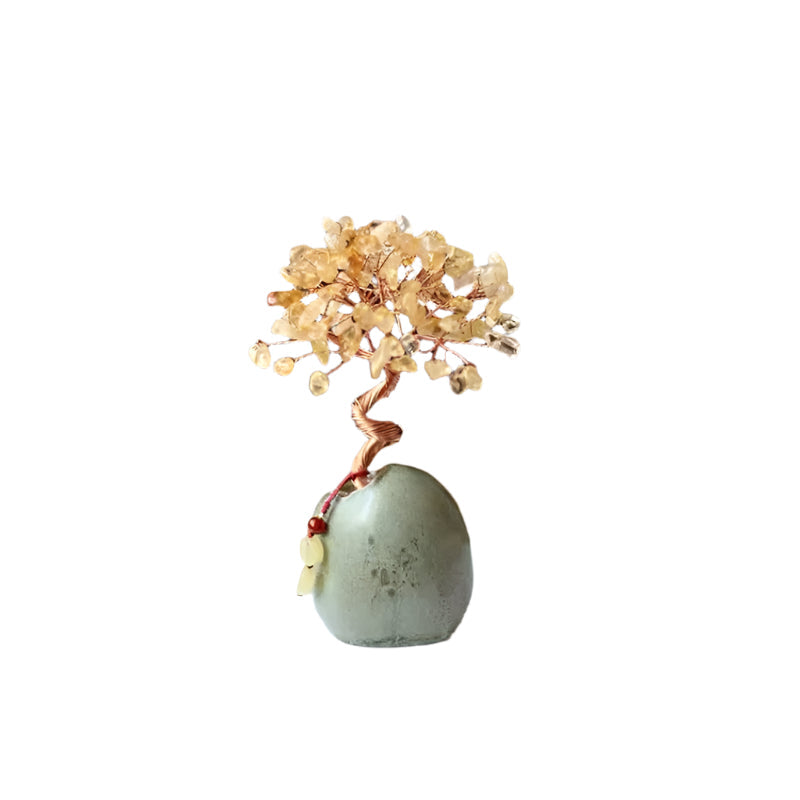 Yellow Crystal Money Tree Figurine For Home Decoration