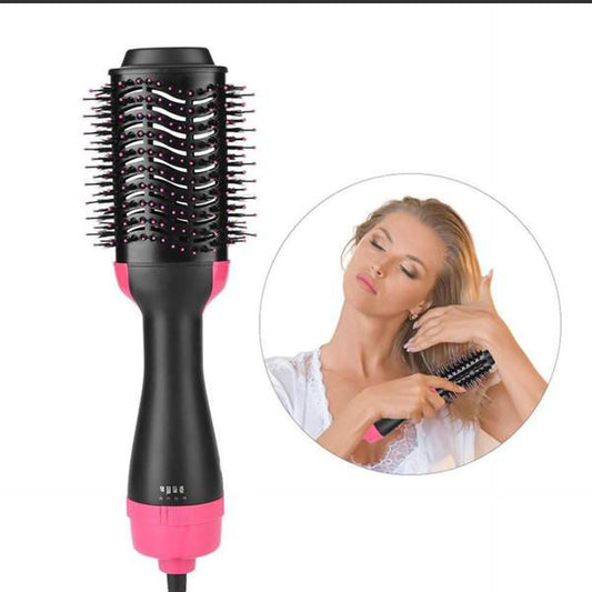Red 3-In-1 Hot Air Brush Hair Dryer & Styler Volumizer Straightener Curler