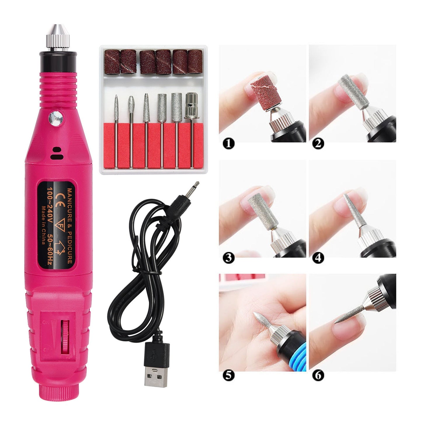 Complete Nail Art Manicure Kit Uv Led Lamp Electric Drill Brushes & Accessories