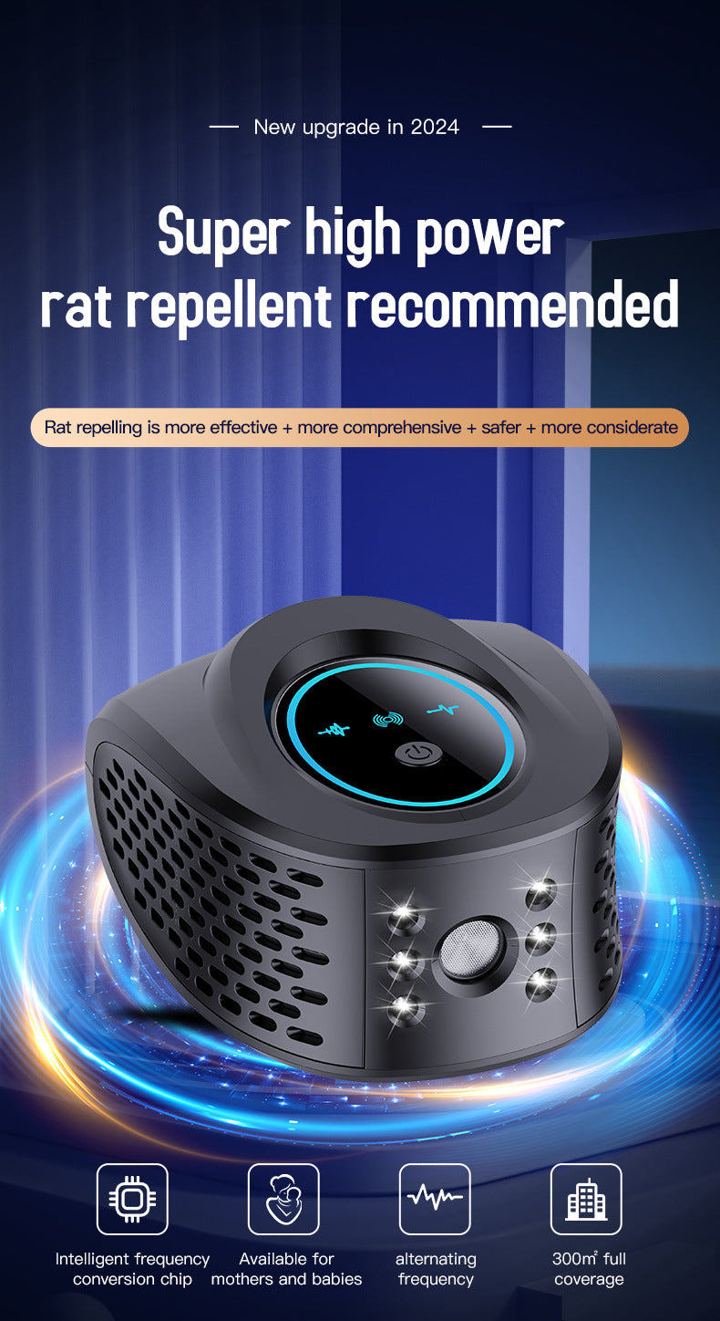 Black Advanced Ultrasonic Pest Repeller Multi Wave Tech For Mice Roaches Mosquitoes