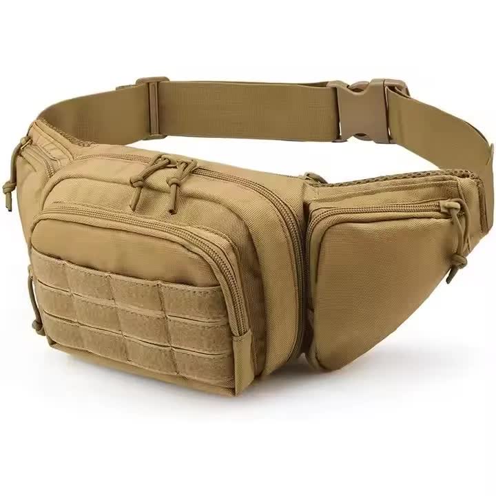 Black Rugged Tactical Waist Pack Molle Outdoor Fanny Bag For Hiking Cycling & Travel