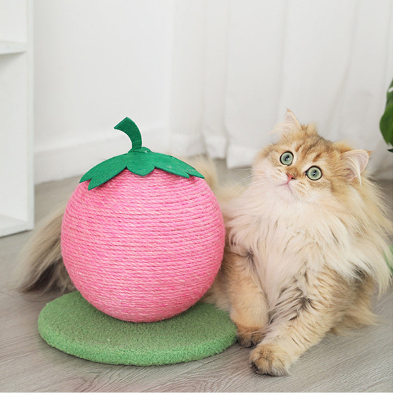 Fun Fruit Shaped Sisal Cat Scratcher Ball Durable Scratching Toy With Stable Base