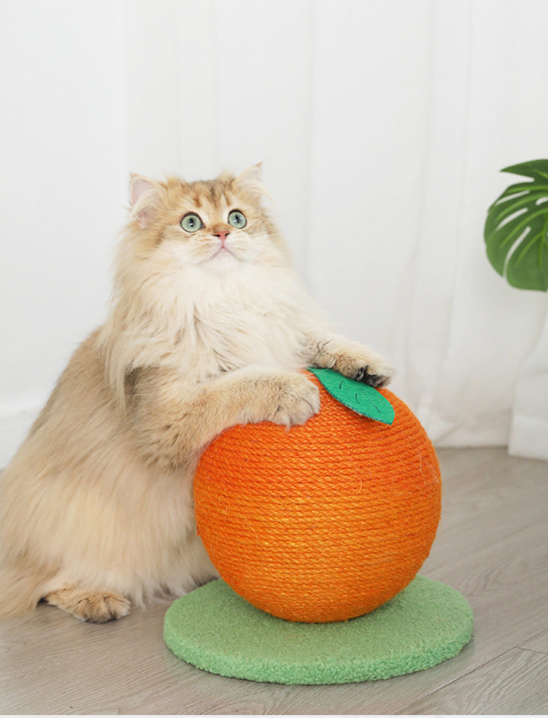 Fun Fruit Shaped Sisal Cat Scratcher Ball Durable Scratching Toy With Stable Base