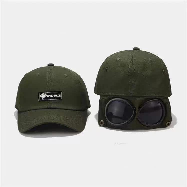 Beige Stylish Aviator Goggle Baseball Cap Unisex Outdoor Cotton Sun Hat