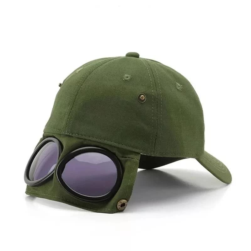 Beige Stylish Aviator Goggle Baseball Cap Unisex Outdoor Cotton Sun Hat