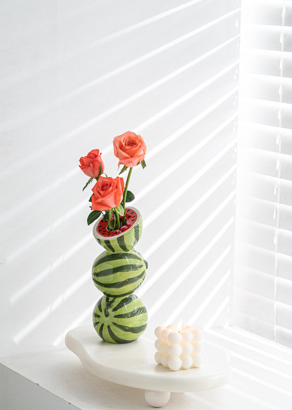 Yellow Zesty Stacked Lemon Ceramic Vase Cheerful Nordic Tabletop Decor