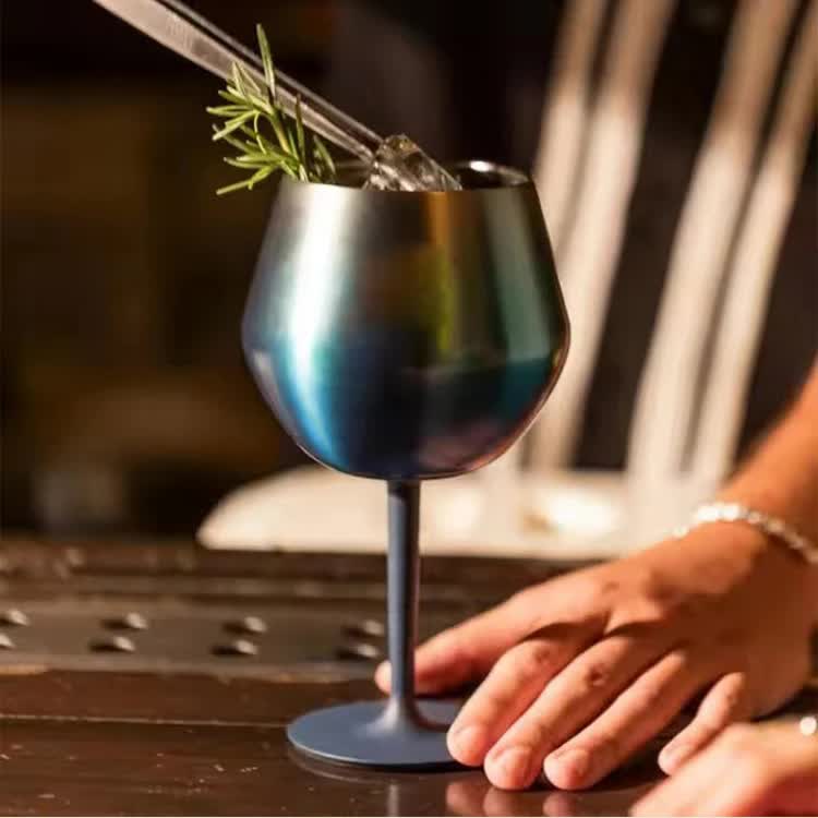 2 Pcs Purple Detachable Stainless Steel Wine Glass 14Oz (420Ml) Portable Stemmed Goblet For Outdoors & Travel