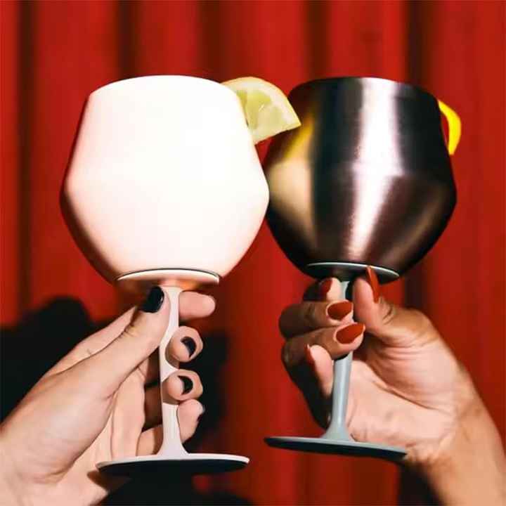 2 Pcs Purple Detachable Stainless Steel Wine Glass 14Oz (420Ml) Portable Stemmed Goblet For Outdoors & Travel