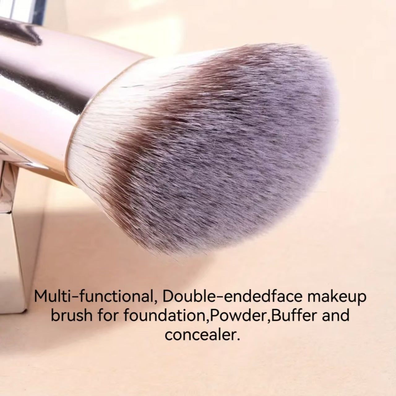 Pink And Glod Versatile 4Pc Dual-Ended Makeup Brush Set Soft Synthetic Bristles For Foundation Blush Contour Concealer