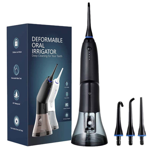 Black Advanced Portable Water Flosser Rechargeable Oral Irrigator Ipx7 Waterproof 4 Cleaning Modes