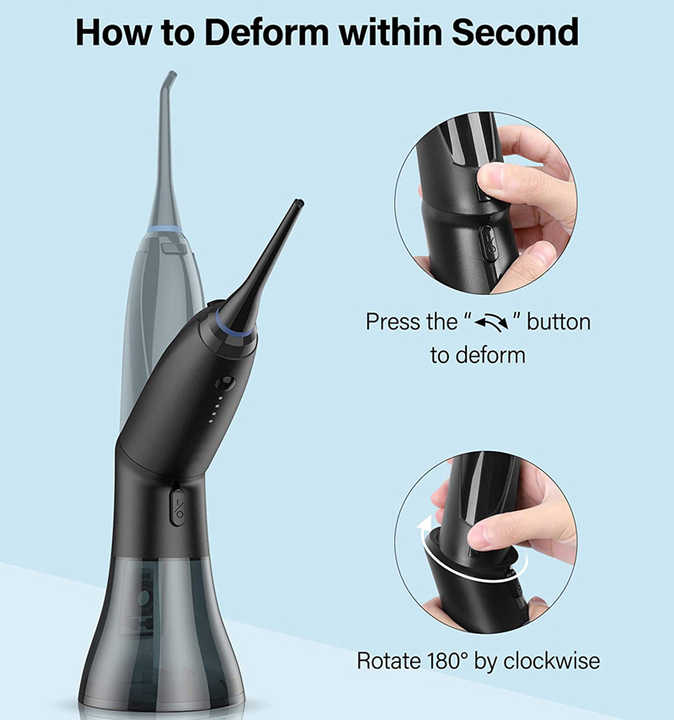 Black Advanced Portable Water Flosser Rechargeable Oral Irrigator Ipx7 Waterproof 4 Cleaning Modes