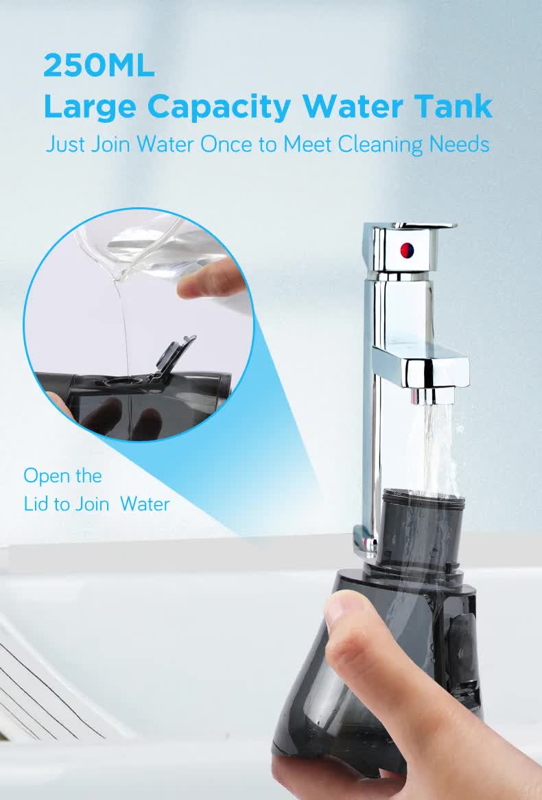 Black Advanced Portable Water Flosser Rechargeable Oral Irrigator Ipx7 Waterproof 4 Cleaning Modes