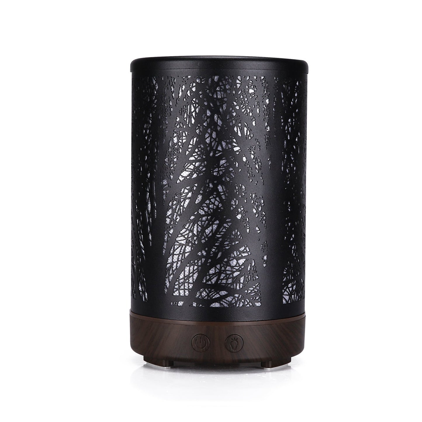 Coffee And Black Forest Design Iron Essential Oil Diffuser 7 Color Led Ultrasonic Cool Mist Humidifier 100Ml