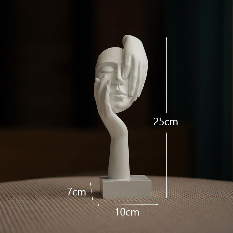 White Style 3 Elegant Abstract Face Sculpture - Modern Resin Art Figurine Hand & Mask Home Decor Accent