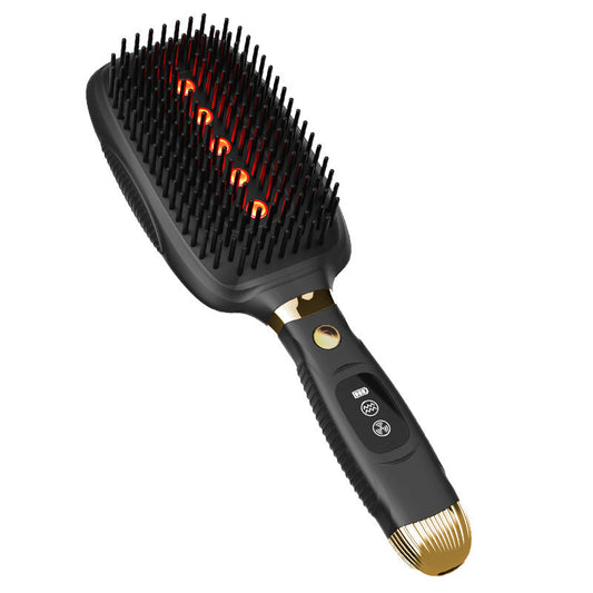 Black Advanced 3 In 1 Scalp & Hair Care Massage Comb Red Light Therapy Ems Microcurrent Vibration