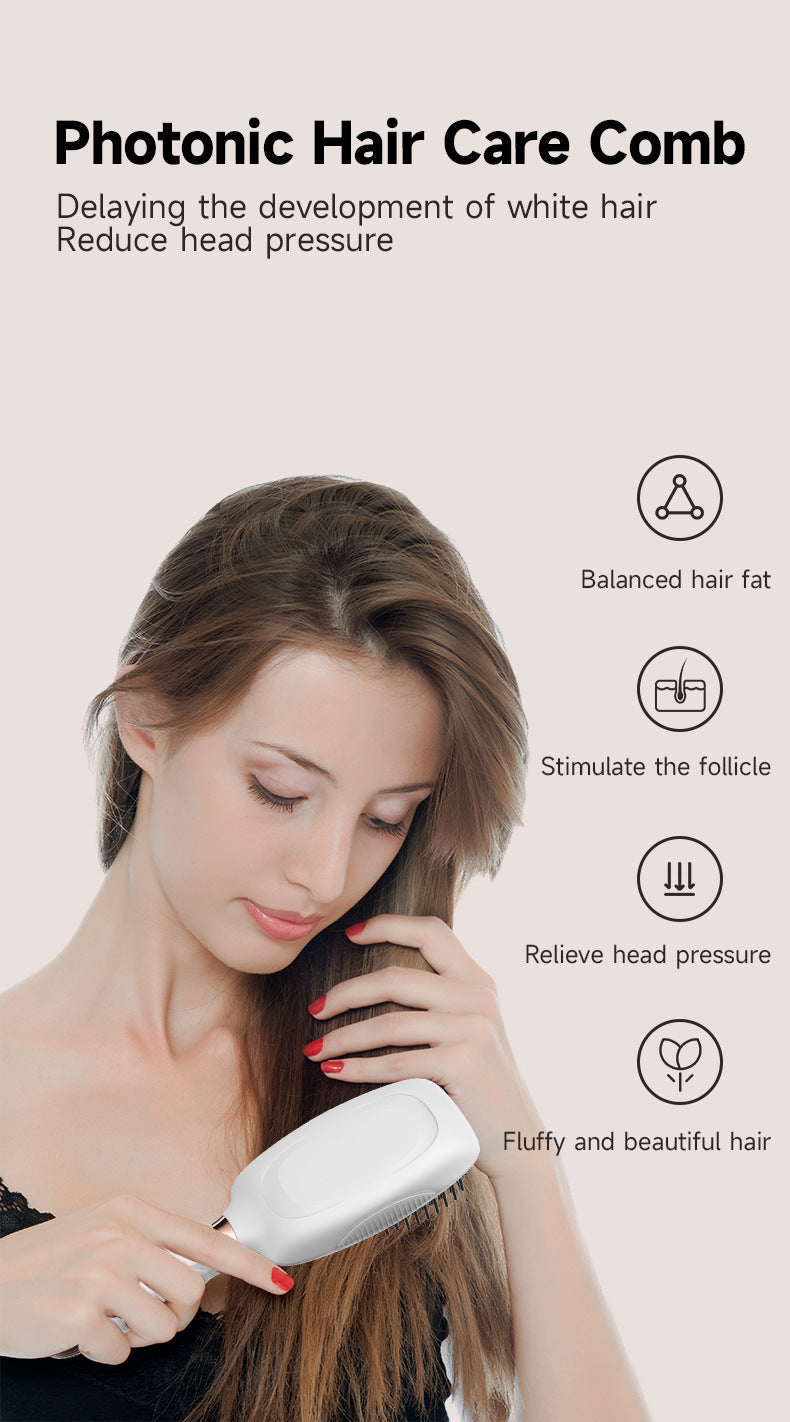 Black Advanced 3 In 1 Scalp & Hair Care Massage Comb Red Light Therapy Ems Microcurrent Vibration