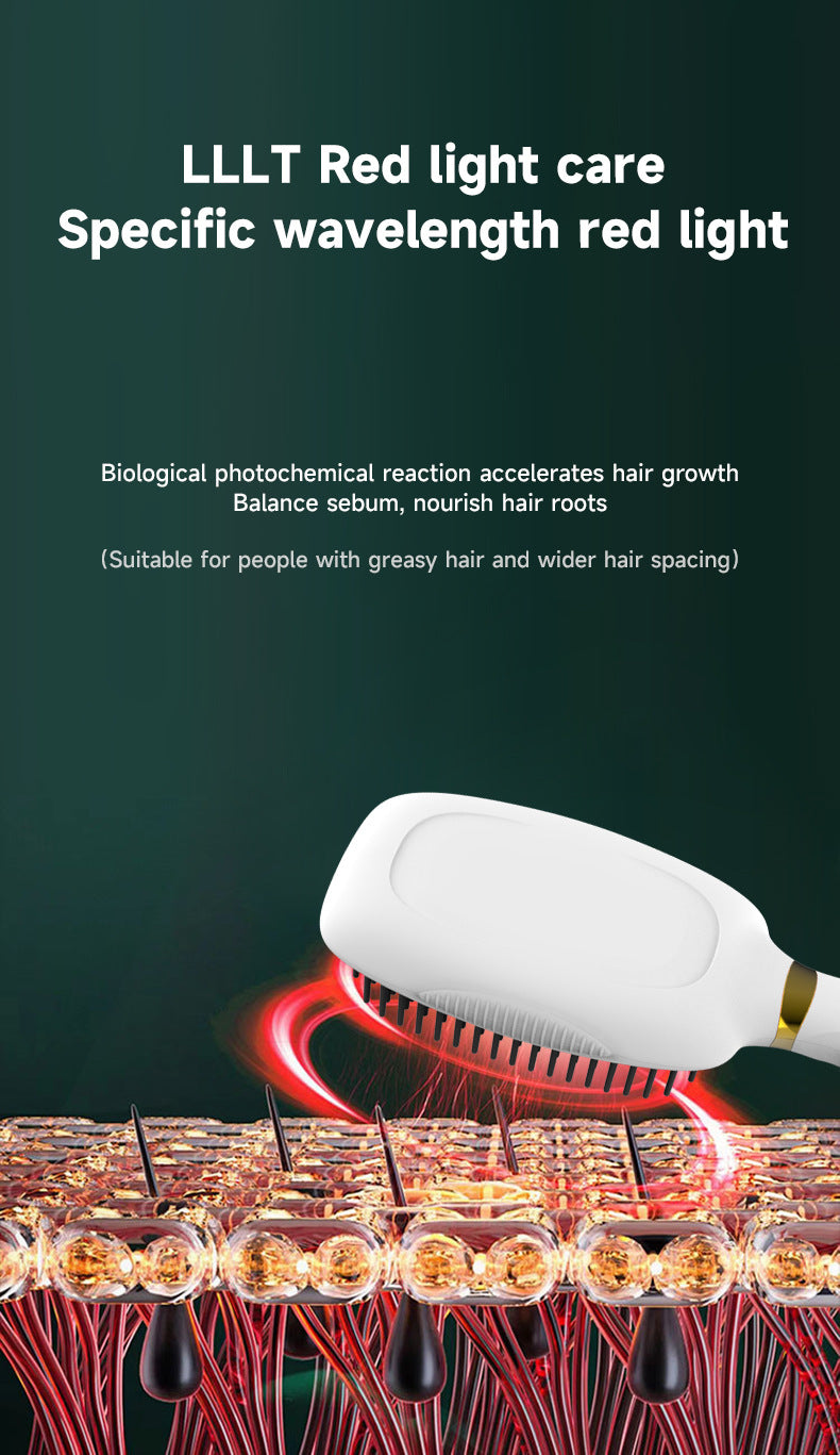 Black Advanced 3 In 1 Scalp & Hair Care Massage Comb Red Light Therapy Ems Microcurrent Vibration