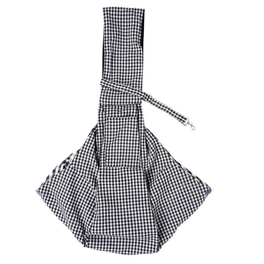 Black And White Checkered Comfortable Pet Sling Carrier Small Dogs Cats Breathable Cotton Bag Hands Free