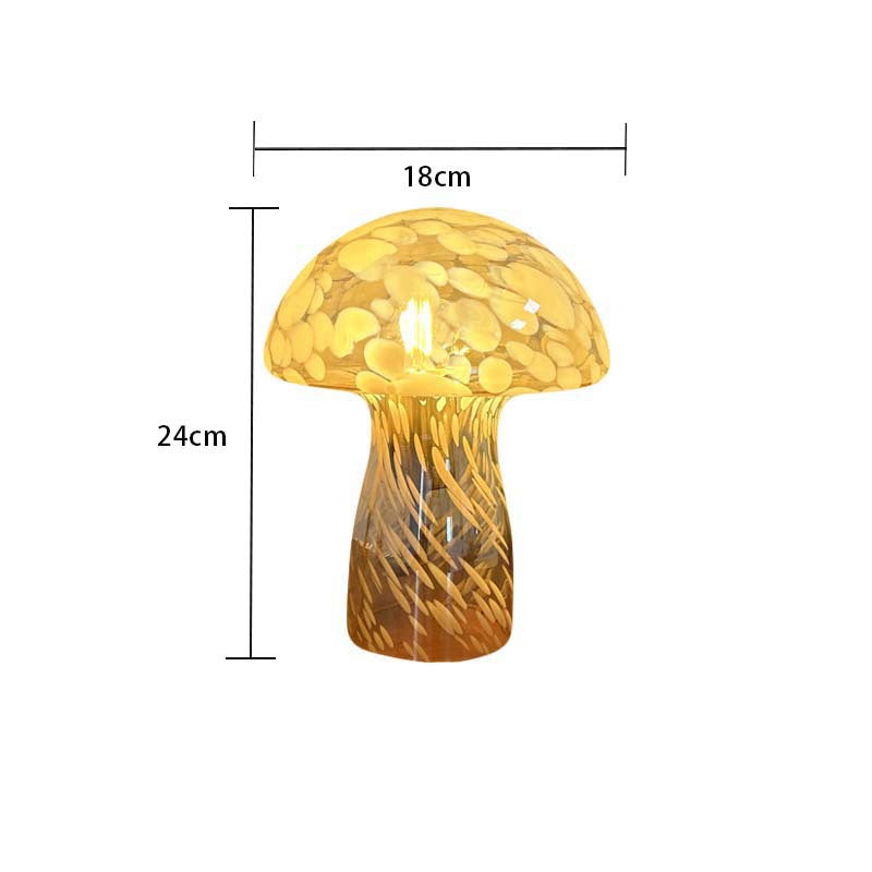 Brown Charming Retro Glass Mushroom Table Lamp Vintage Nordic Style Bedside Light