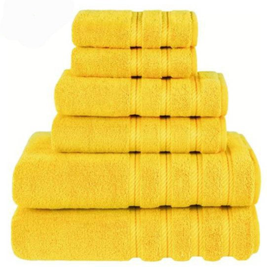 Yellow Luxury 6 Piece Combed Cotton Towel Bale Set Ultra Soft Absorbent Bath Hand Face Towels