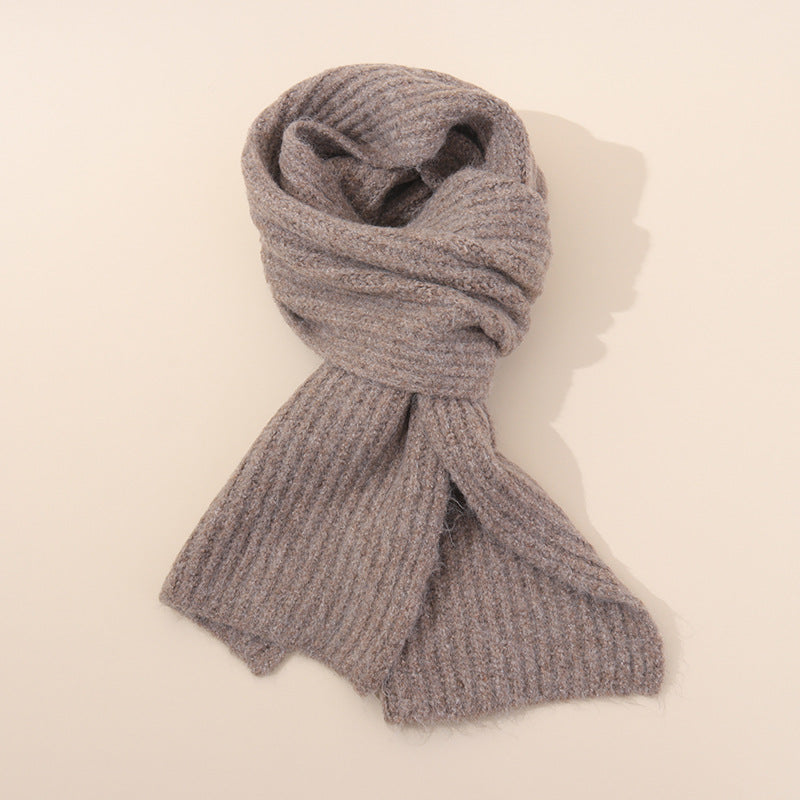 160X25cm Hemp Grey Soft Ribbed Knit Winter Scarf Cozy Warm Wool Blend Neck Wrap