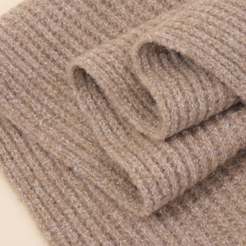 160X25cm Hemp Grey Soft Ribbed Knit Winter Scarf Cozy Warm Wool Blend Neck Wrap