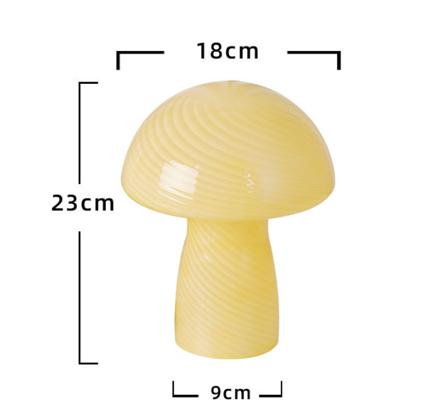 Speckled White Retro Swirl Glass Mushroom Table Lamp Led Bedside Night Light