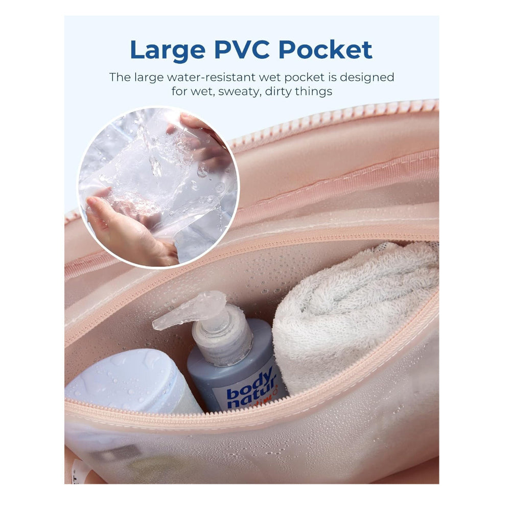 Pink Large Capacity Quilted Travel Tote Bag Waterproof Gym Duffel With Wet Pocket (42 X 19 30Cm)