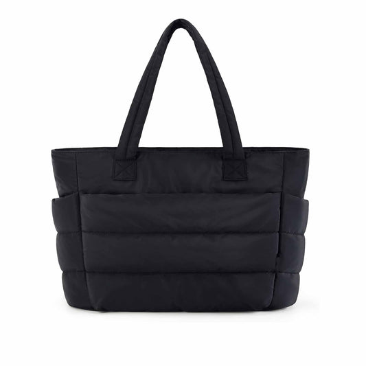 Black Large Capacity Nylon Tote Bag For Women Fashionable Travel Shoulder & Crossbody Handbag