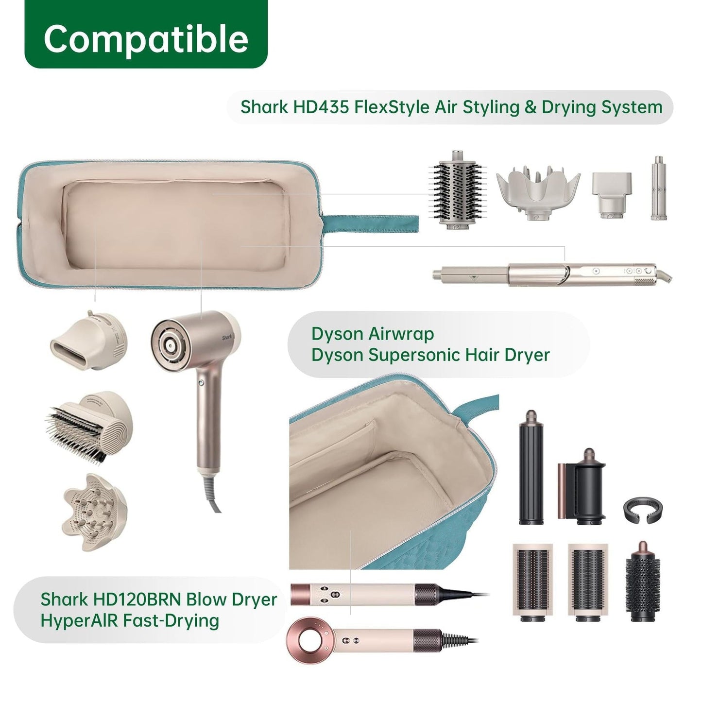 Black Hair Styler Travel Case Protective Storage Organizer Bag For Dryer Curling Iron & Accessories