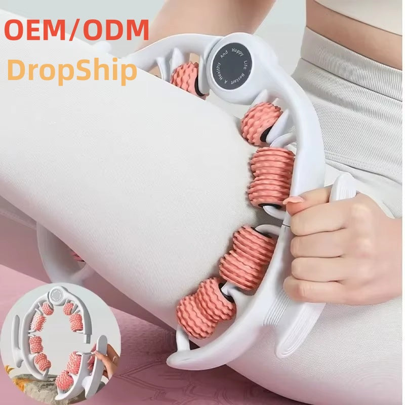 Pink 360 Degree Clamp Leg Roller Massager - Deep Tissue Relief For Thighs Calves & Arms