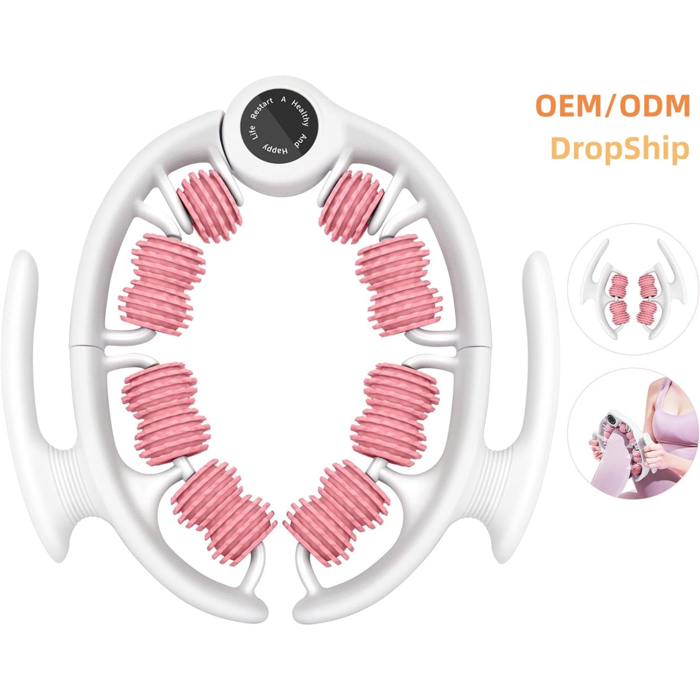 Pink 360 Degree Clamp Leg Roller Massager - Deep Tissue Relief For Thighs Calves & Arms