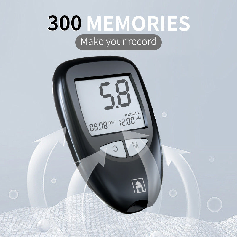 Black Home Blood Glucose Meter English Version Medical Automatic Sugar Tester With Strips