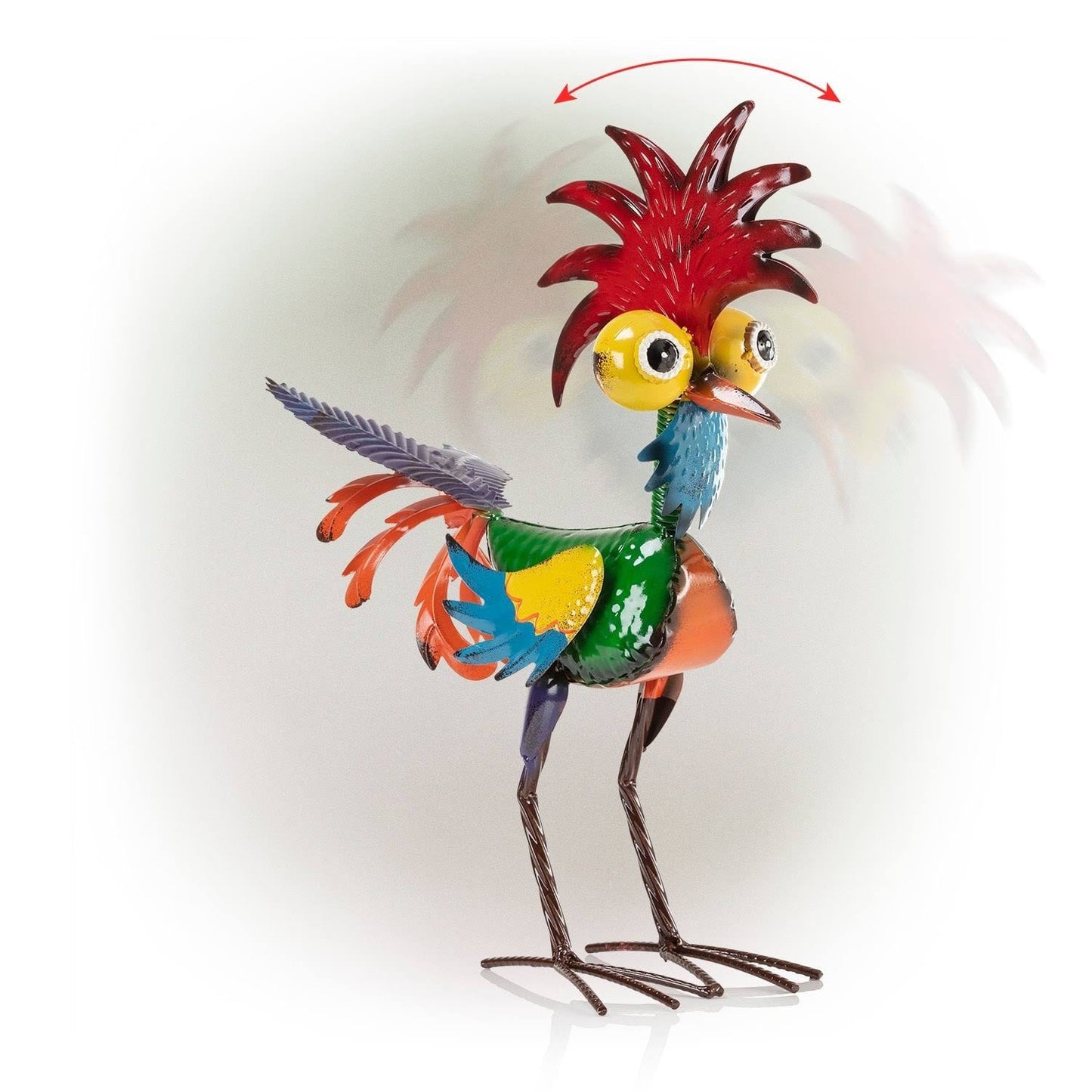 Colorful Garden Rooster Statue 19 X 22 Cm Outdoor Metal Ornament For Lawn And Patio Decor