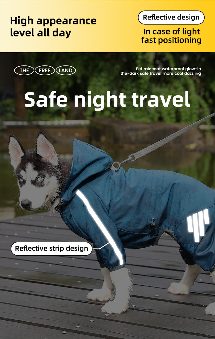 Xxl Pink And Gray Trim Waterproof Four Legged Dog Raincoat With Leash Hole For Small Breeds