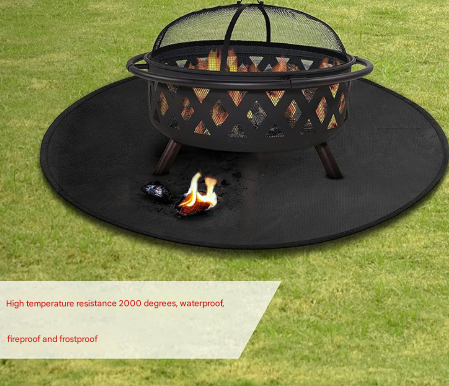 24 Inch Black Fireproof Mat For Pit And Bbq Silicone Coated
