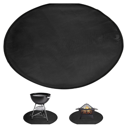 24 Inch Black Fireproof Mat For Pit And Bbq Silicone Coated