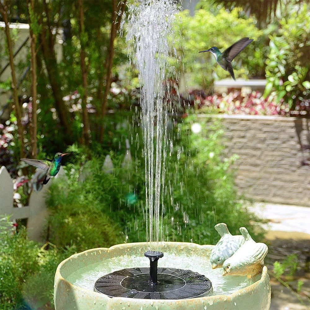 16Cm Solar Floating Fountain With Led Light For Bird Bath And Pond