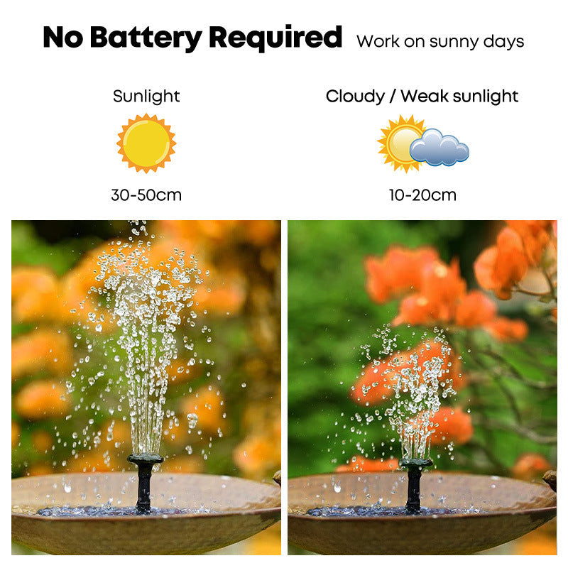 16Cm Solar Floating Fountain With Led Light For Bird Bath And Pond