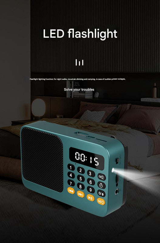 Digital Music Player Fm Radio 4 Playback Modes Led Flashlight Green