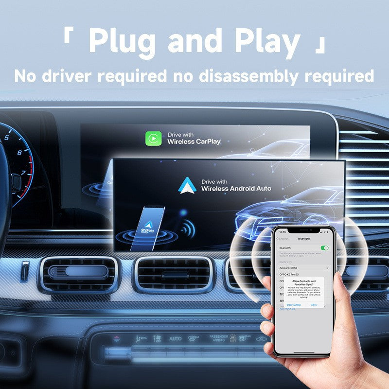 2 In 1 Wireless Carplay & Android Auto Adapter Plug Play Dongle For Cars(Applicable To Black)
